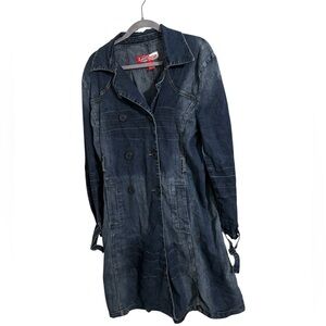 Lazer Jeans Y2K Denim Trench Coat XL